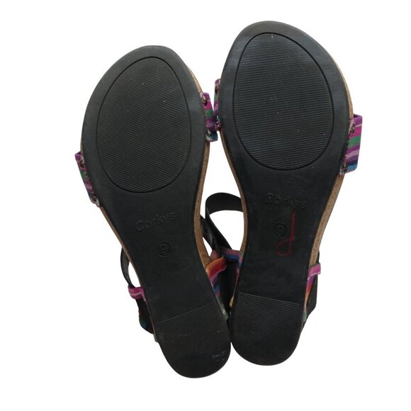 Boutique by Corkys Rum Multicolor Striped Open Toe Wedge Sandals Womens 9 - Picture 11 of 12